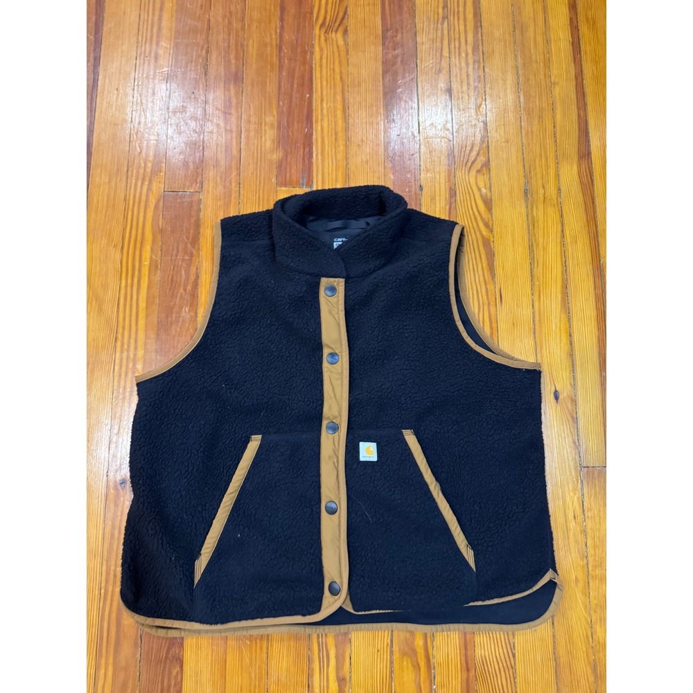 Carhartt Womens Relaxed Fit Sherpa Fleece Vest Black Brown OV4995-W XXL 20